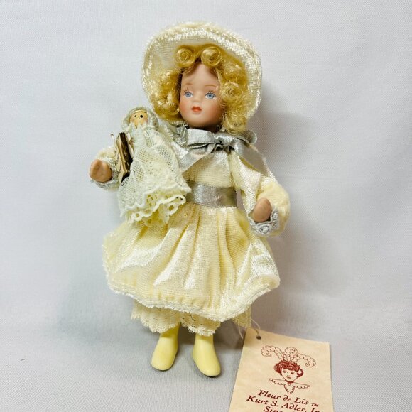 Kurt Adler Jocelyn Mostrom Porcelain Doll Fleur de Lis Winter Hanging Ornament - Picture 9 of 10